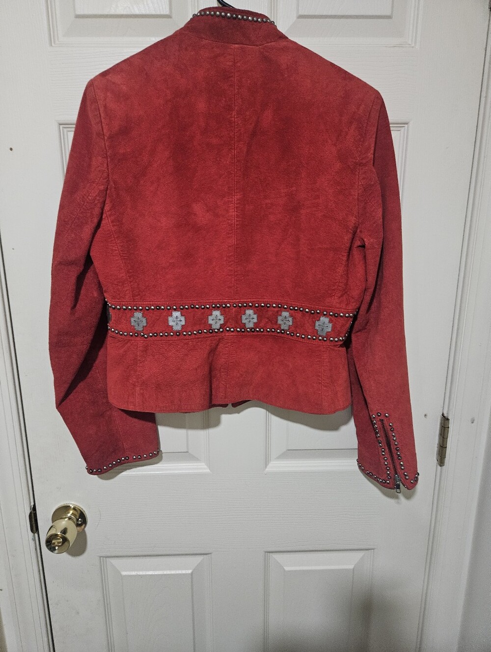 Double D Ranch Red Suede Studded Zip-Front Jacket Sz M - Picture 8 of 8